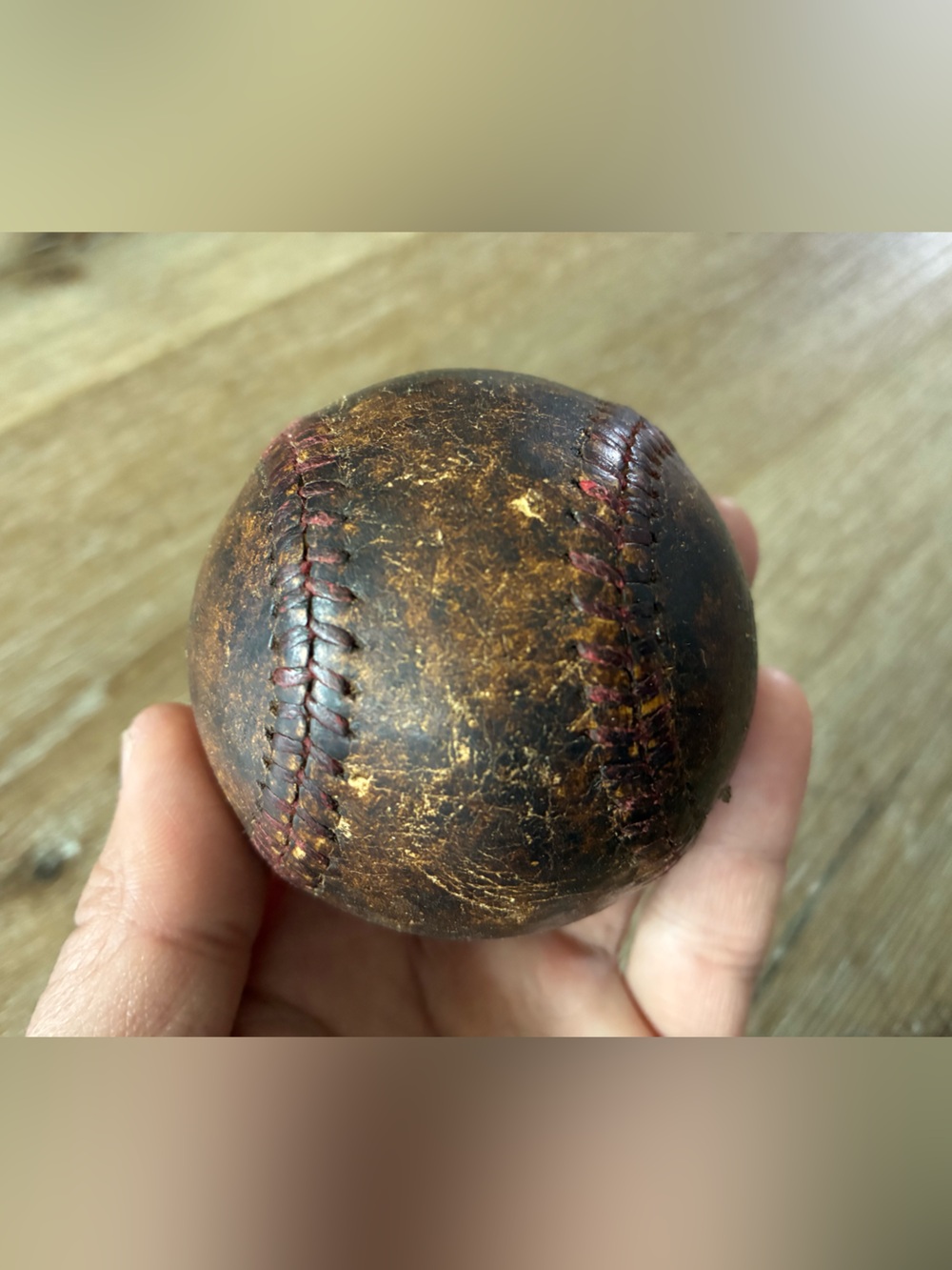 Antique Vintage Stitched Leather Baseball From The Early 20th Century